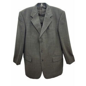 Men's Union Made Nordstrom Worsted Wool Check Three Button Vintage Blazer Jacket